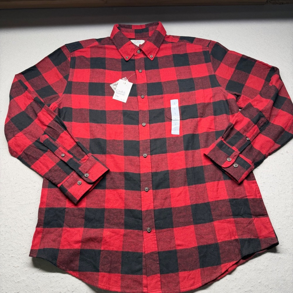 NWT Croft & Barrow Flannel Shirt Mens L Red Buffalo Check The Extra Soft